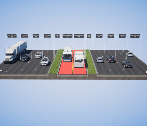 rendering of roadway with bus lanes