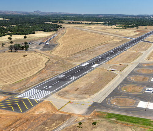 aerial view of runway
