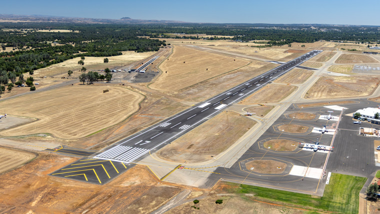 aerial view of runway