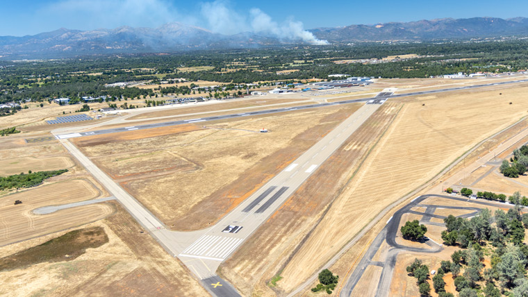 aerial view of runway