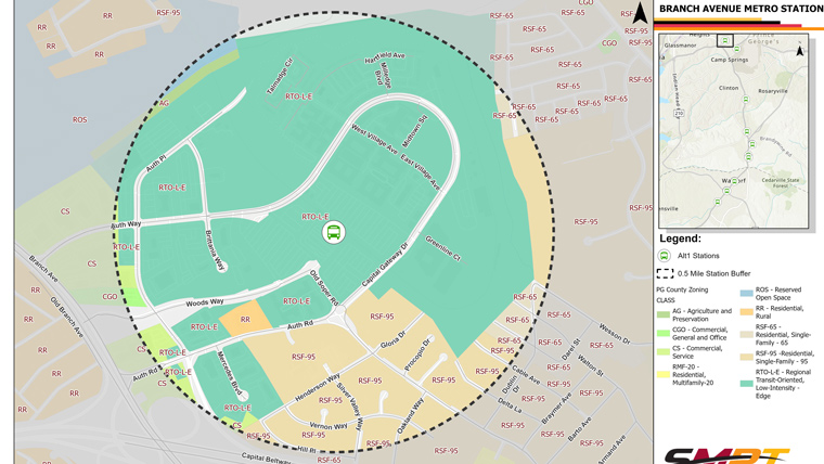 map of branch avenue metro radius