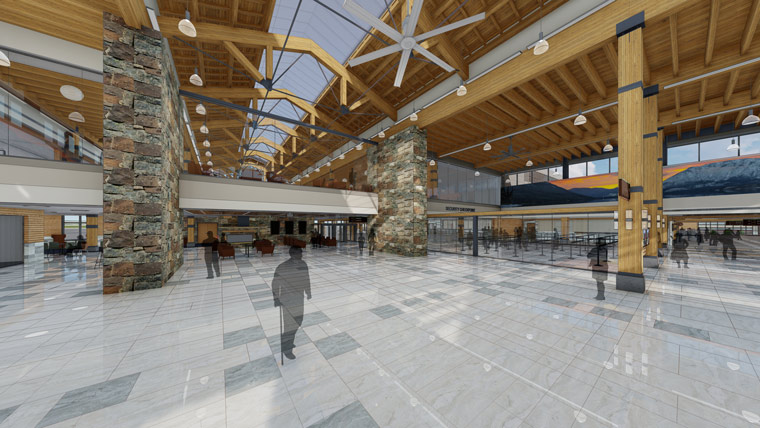 interior rendering of Glacier Park Airport
