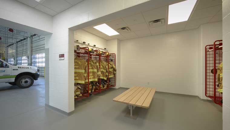 Interior of Austin Straubel ARFF with locker area