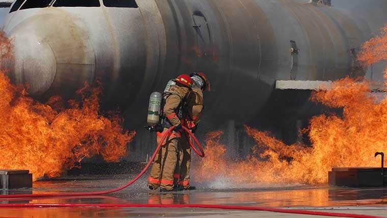 Firefighter fighting pfas