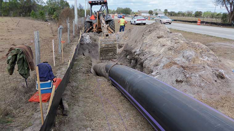 State Route 415 utility pipe installation
