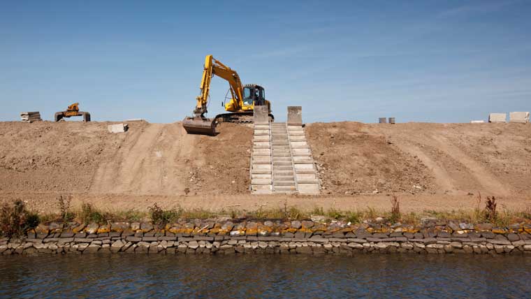 Construction equipment above water resource
