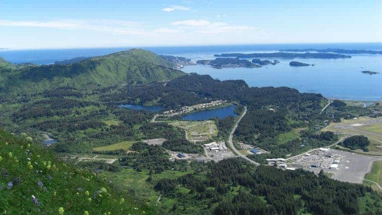 Aerial of Kodiak Airport and surrounding environment