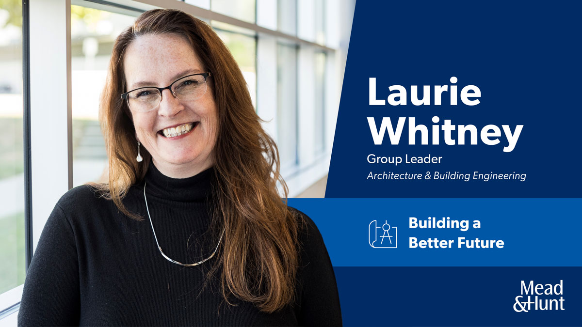 headshot of Laurie Whitney announcing her as group leader and building a better future