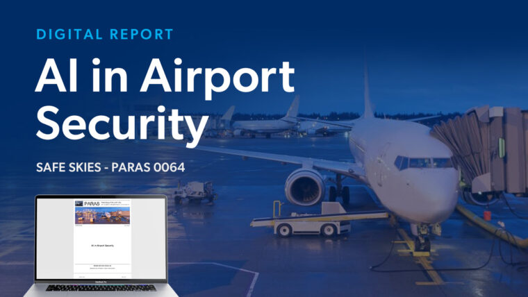 AI in Airport Security Digital report and a photo of an airplane loading