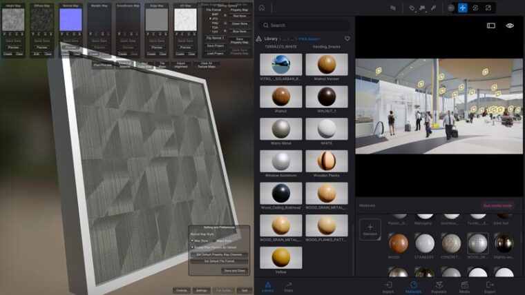 screengrab of Twinmotion showing selection of materials