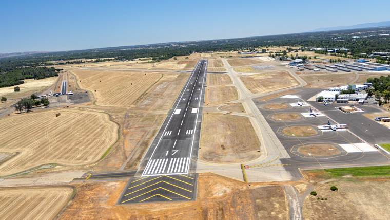 aerial view of runway