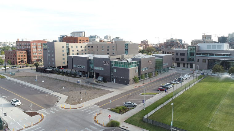 aerial view of MSU Denver building