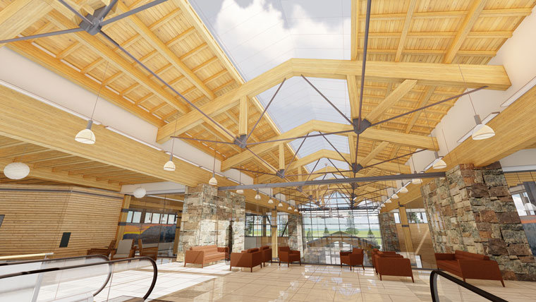 interior rendering of Glacier Park Airport