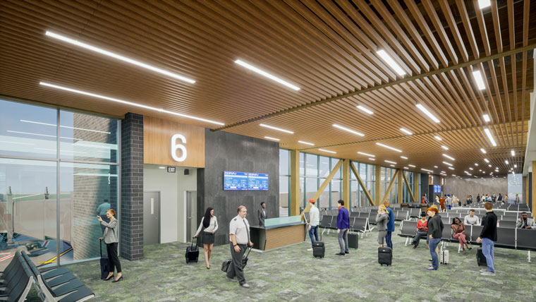 A rendering of Gate 6 at Hector International Airport