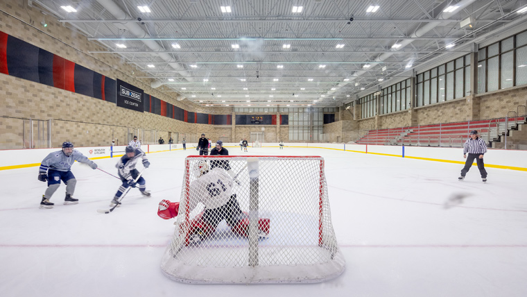 Ice rink with hockey players