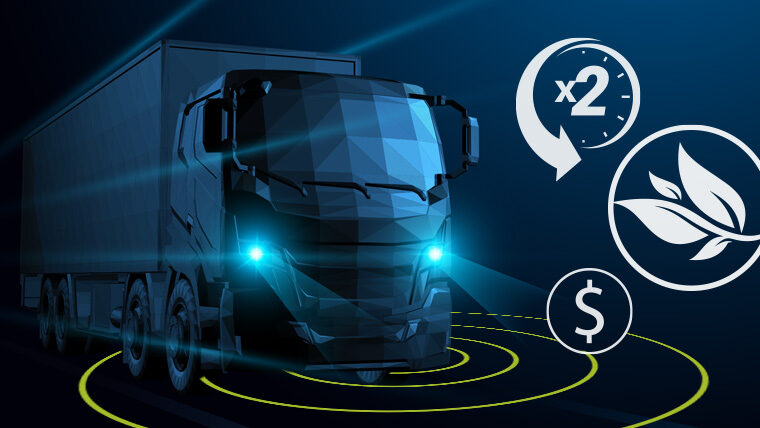 Graphic of automated freight truck