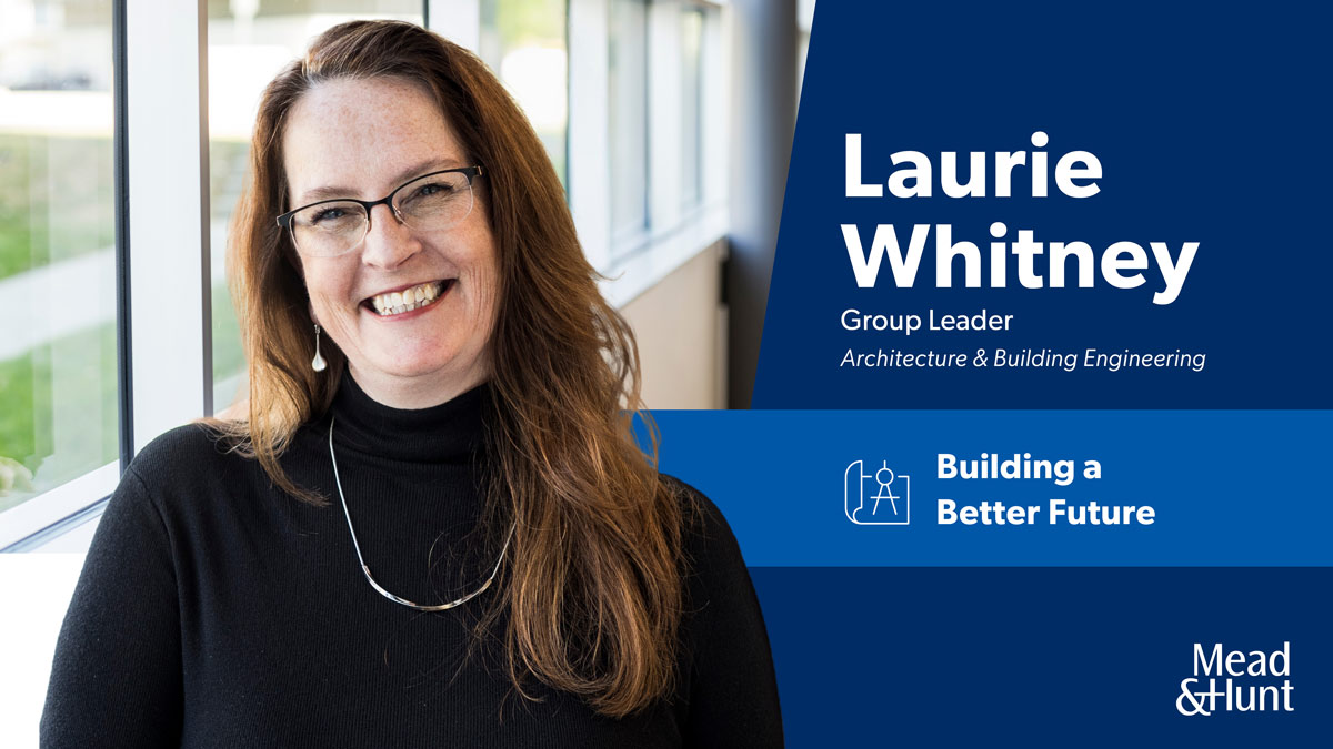 headshot of Laurie Whitney announcing her as group leader and building a better future