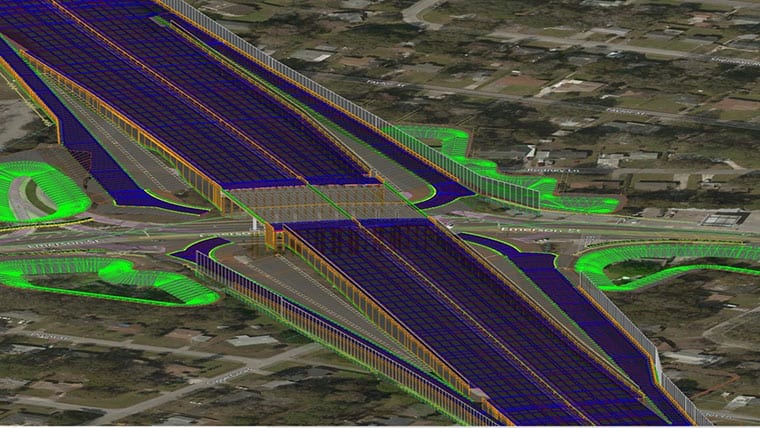 3D BIM model of roadway and bridge