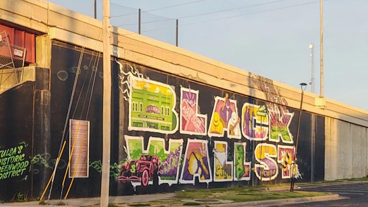 The Black Wall Street Mural at Greenwood Avenue in Tulsa