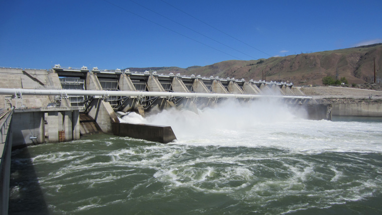 dam with rushing water from all segments
