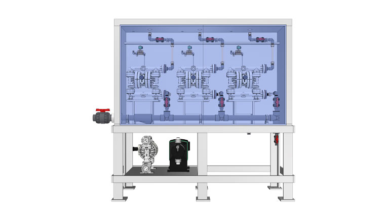 rendering of the caustic pump cabinet