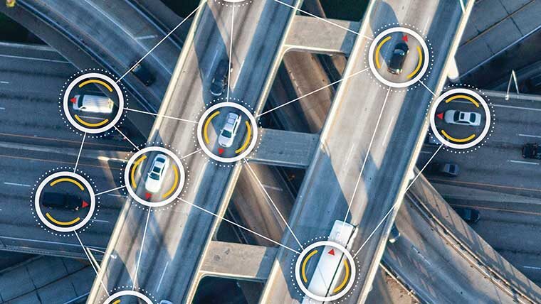 Aerial of connected and autonomous vehicles