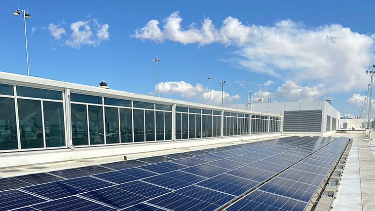 Solar panels airport energy savings