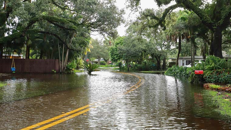 Flooded roadway climate change
