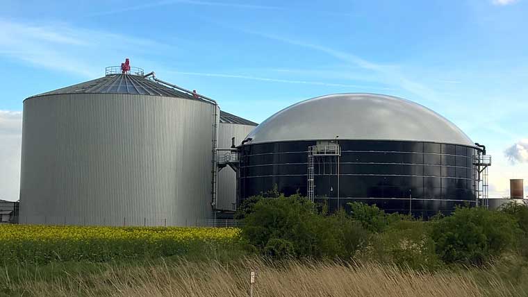 exterior of a large digester tank