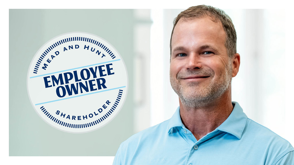 Headshot of Jamie and employee ownership badge
