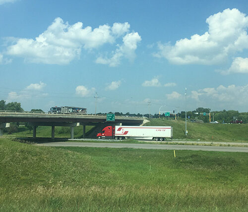 I-94 interstate with overpass in Albertville