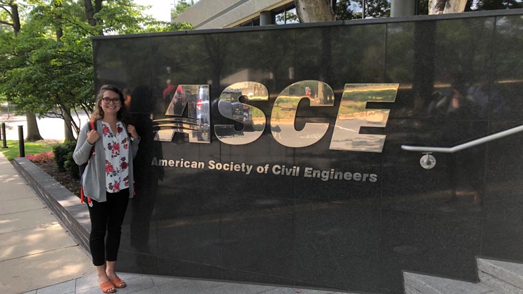 Jennifer Smith in front of ASCE sign