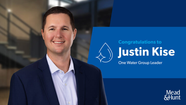 headshot of Justin Kise with a water icon