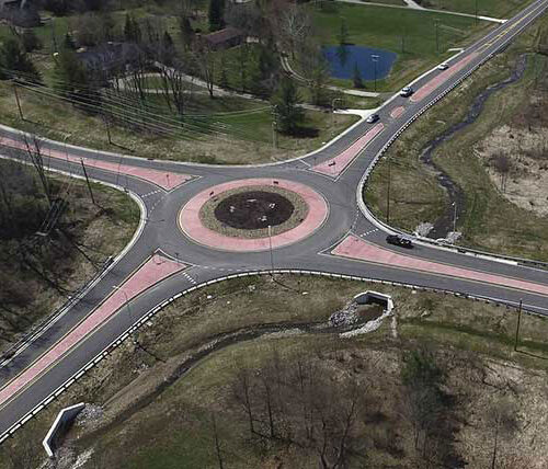 Aerial of Granger Road roundabout