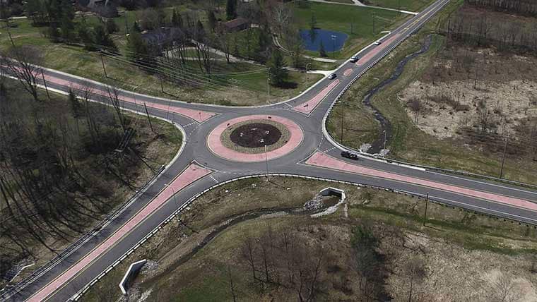 Aerial of Granger Road roundabout