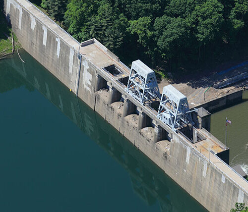 Sideview of Mahoning Creek Dam