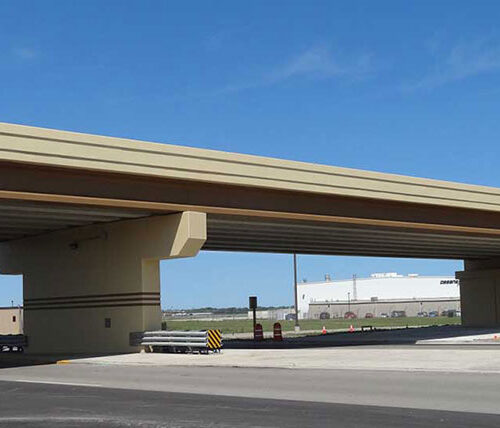 Sideview of Milwaukee Airport perimeter road bridge