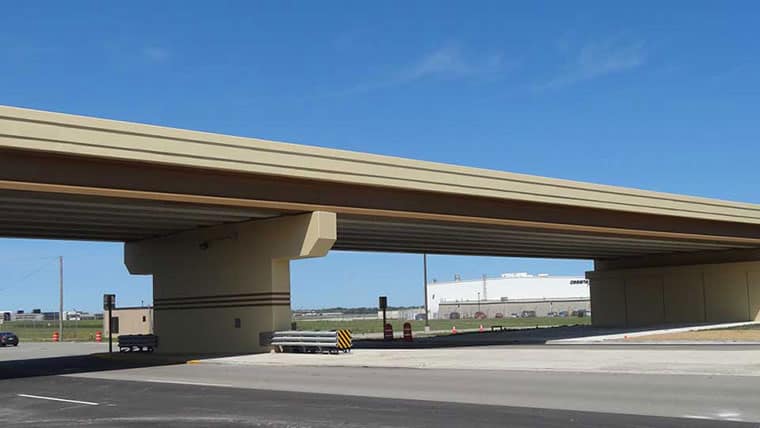 Sideview of Milwaukee Airport perimeter road bridge