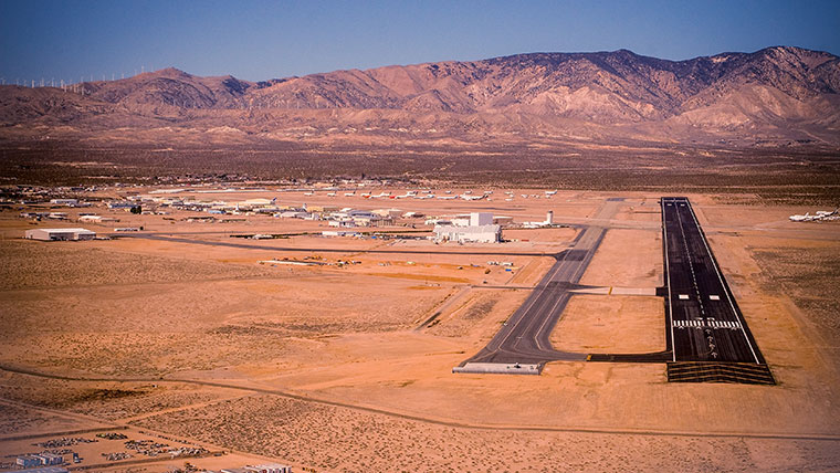 Approach view of Mojave Airport runway