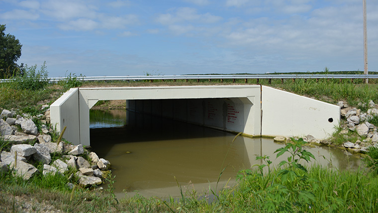 Single span bridge over water in Ohio