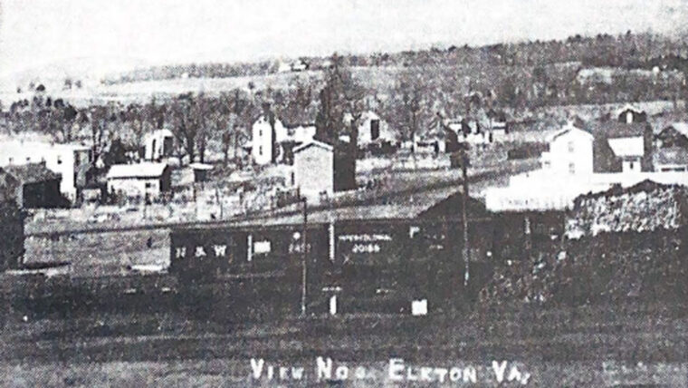 Black and white photo of Elkton