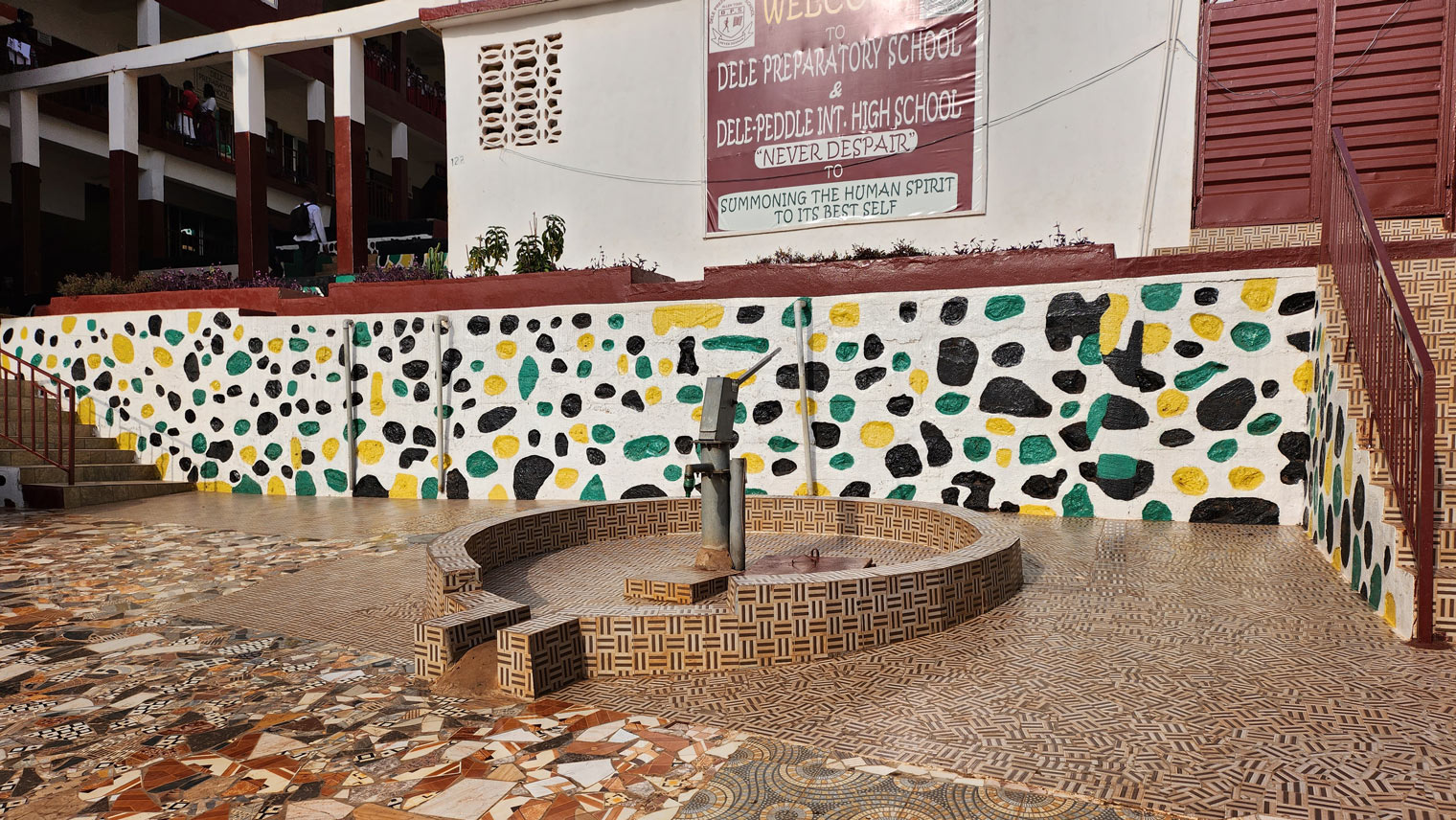 a fountain in the courtyard of a primary school in Sierra Leon