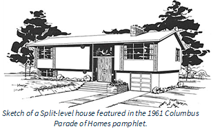 Sketch of a split-level house featured in the 1961 Columbus Parade of Homes pamphlet
