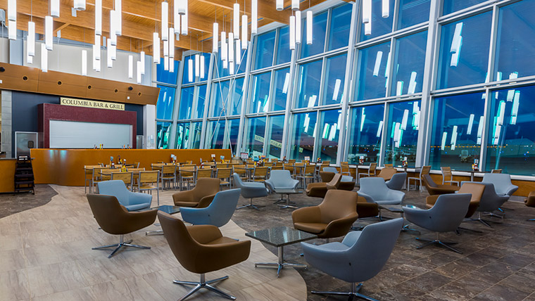 Interior seating area of Tri-Cities airport