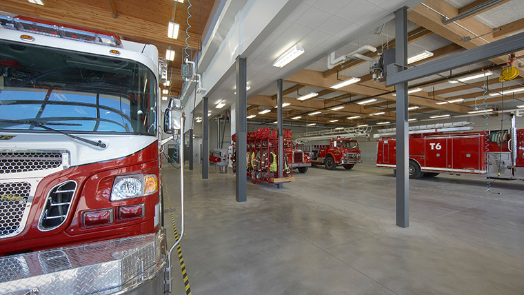 Interior of Waunakee fire station garage