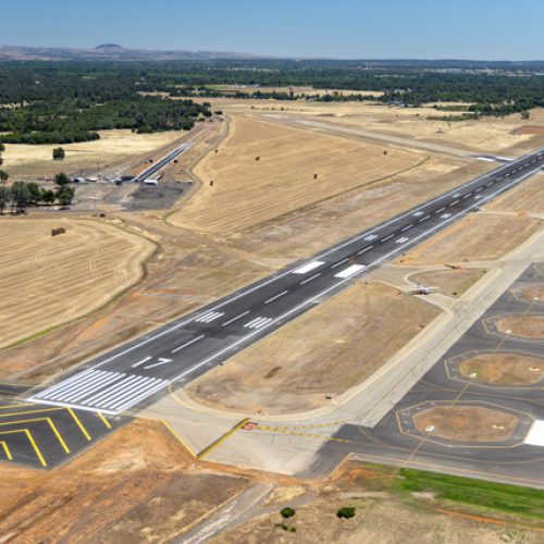 aerial view of runway