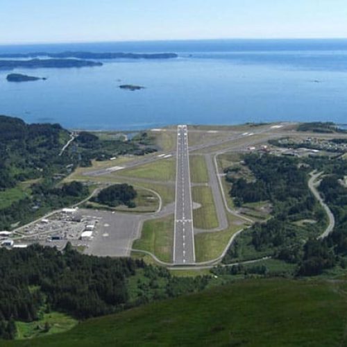Aerial of Kodiak Airport runway