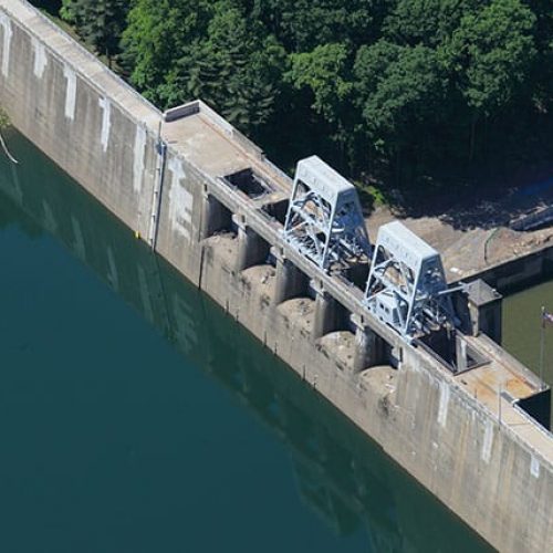 Sideview of Mahoning Creek Dam