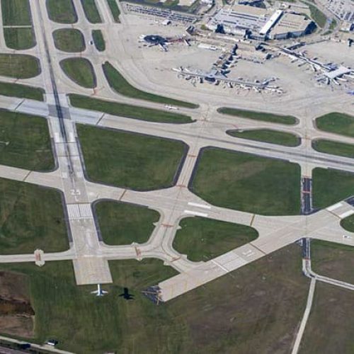 Aerial of Milwaukee Mitchell International Airport runways