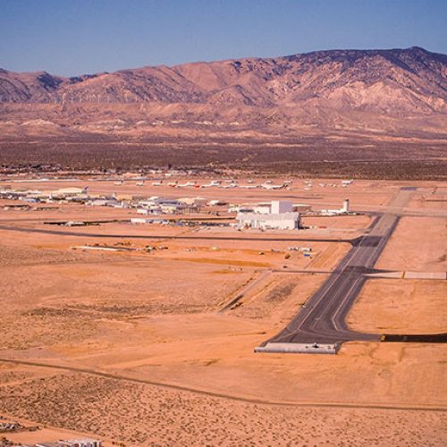 Approach view of Mojave Airport runway